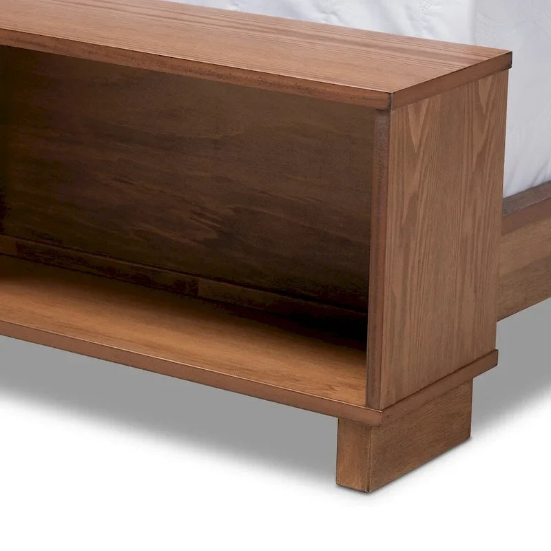 Carbon Loft Dehaney Ash Walnut Finish Platform Bed with Shelves