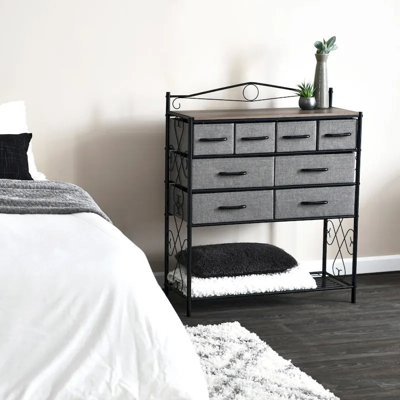 Meuble de rangement pour table de chevet Household Essentials avec 8 tiroirs et étagère à chaussures
