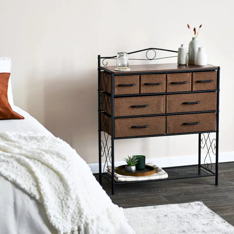 Meuble de rangement pour table de chevet Household Essentials avec 8 tiroirs et étagère à chaussures