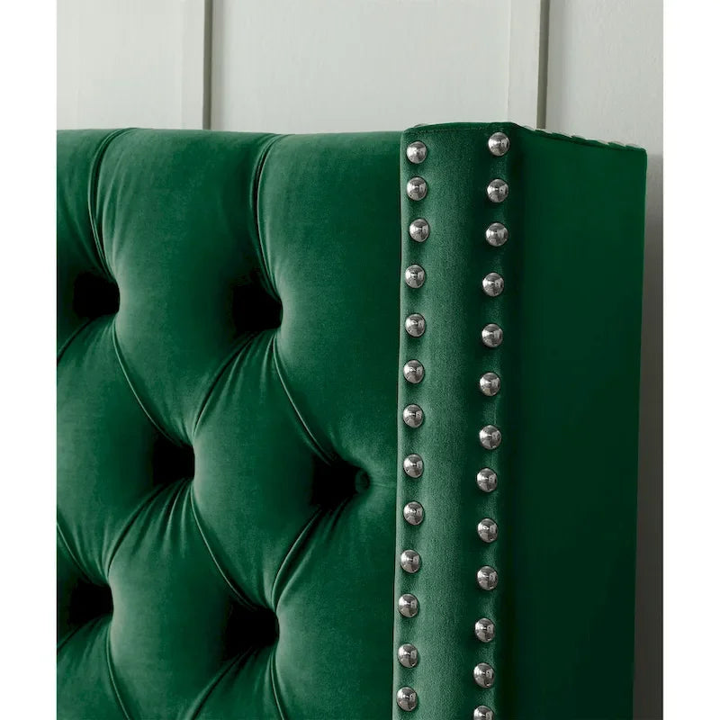 King Velvet Upholstered Bed with Deep Button Tufting