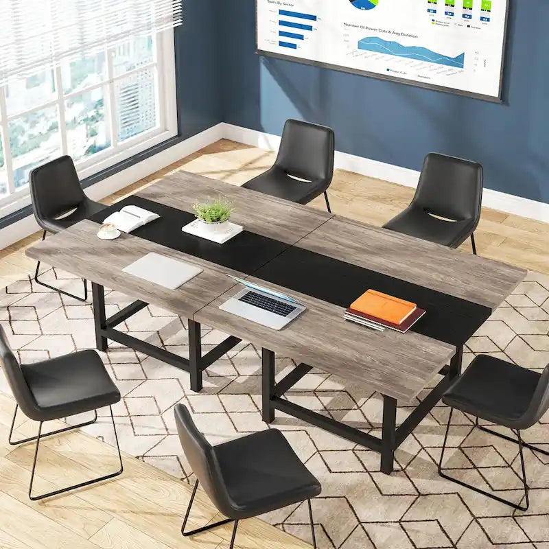 6.5 Ft Conference Room Table, Rectangle 78.74L X 39.2W X 29.52H Inches,2 Separate Piece - 78.74L X 39.2W X 29.52H
