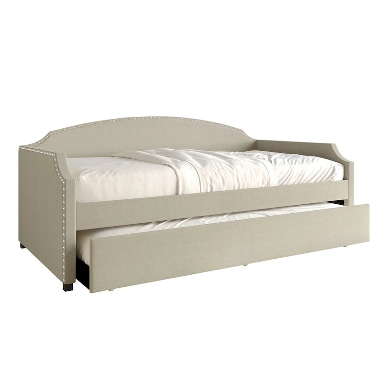 CraftPorch Minimalist Linen Upholstered Twin Daybed with Trundle