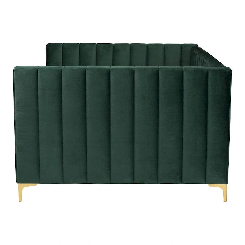 Oksana Light Grey Velvet with Goldtone Legs Daybed
