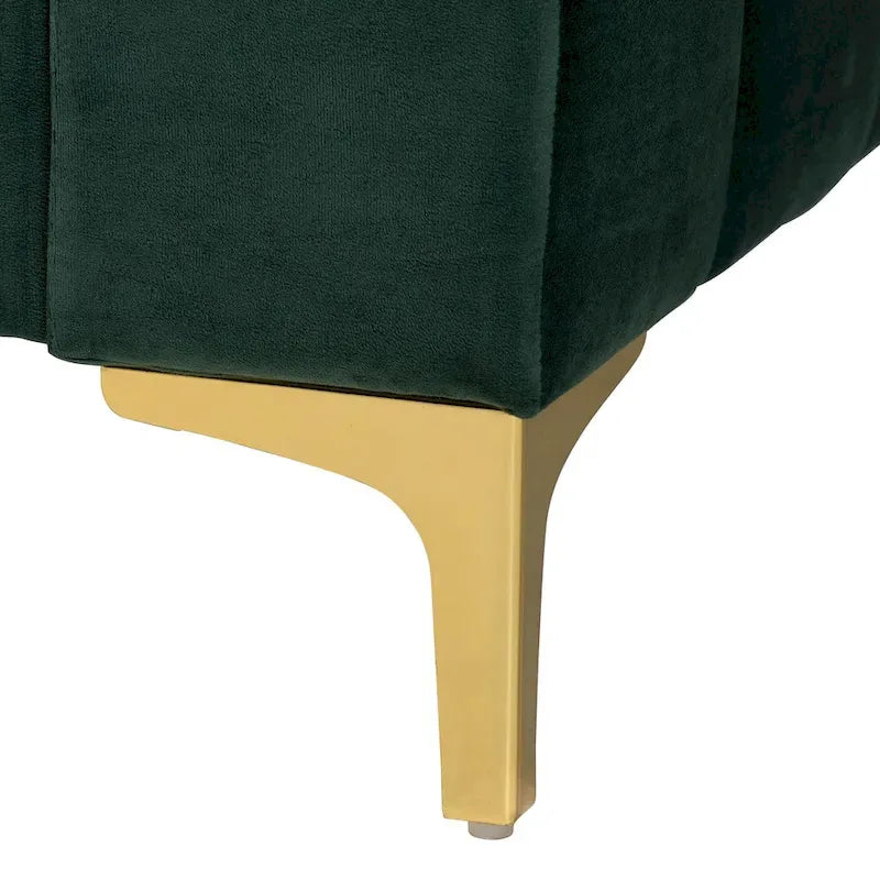 Oksana Light Grey Velvet with Goldtone Legs Daybed