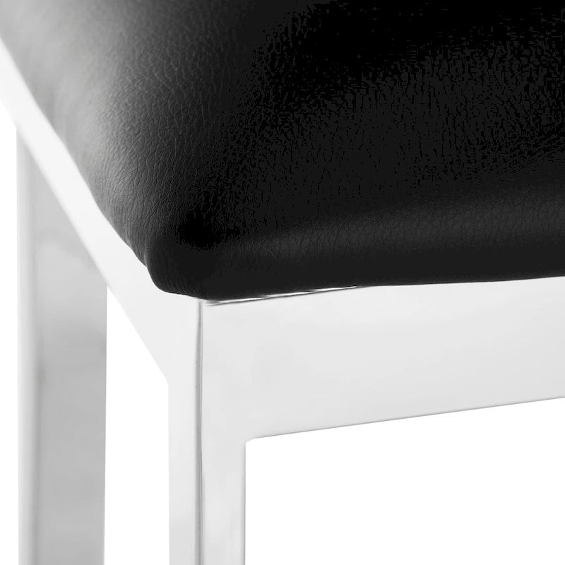 Tabouret de bar noir à dossier croisé en acier inoxydable - 17,5 x 18,8 x 39 - 18L x 19P x 39H