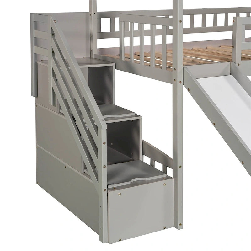 Merax Twin House Bed Loft Bed with Two Drawers and Slide