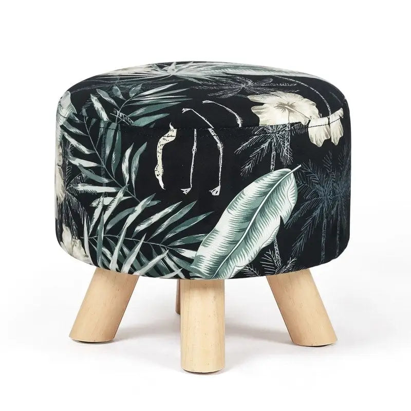 Adeco Modern Round Ottoman Foot Rest Footstool Velvet Fabric Padded