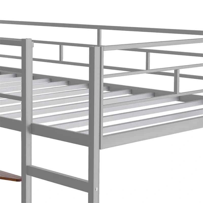Merax Metal Twin Size Loft Bed with Desk, Shelves