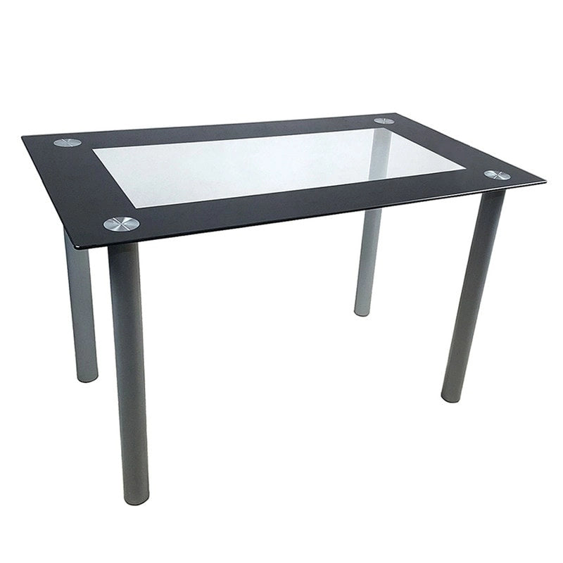 Table à manger simple avec plateau en verre trempé