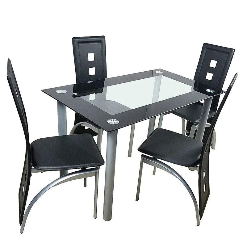 Table à manger simple avec plateau en verre trempé