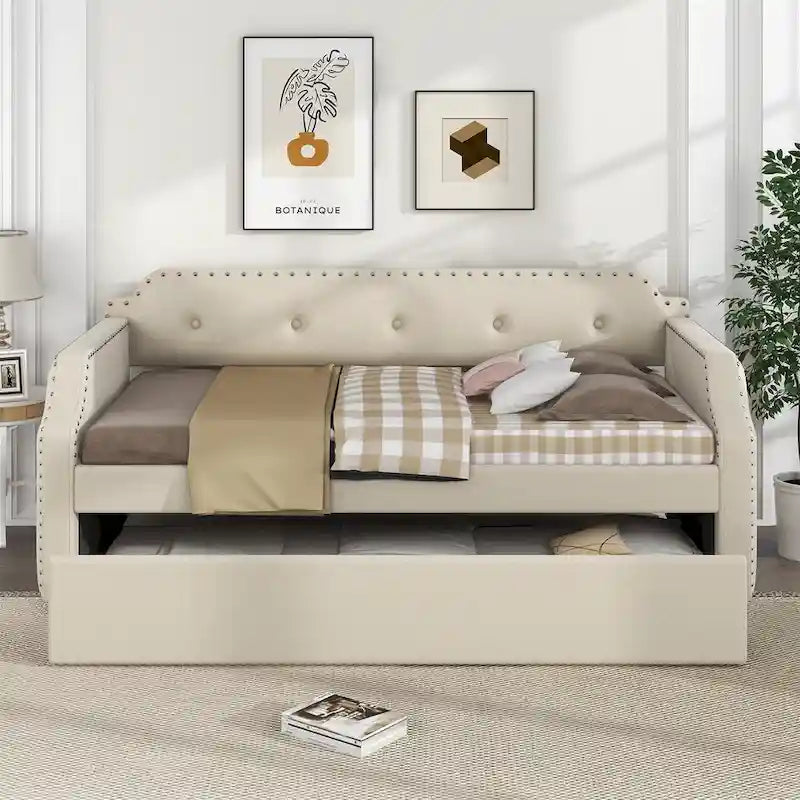 Merax Twin Upholstered Daybed with Trundle