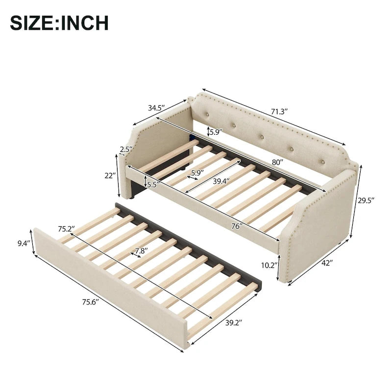 Merax Twin Upholstered Daybed with Trundle