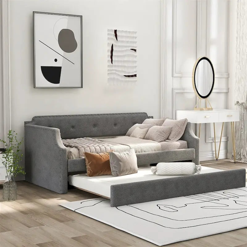 Merax Twin Upholstered Daybed with Trundle