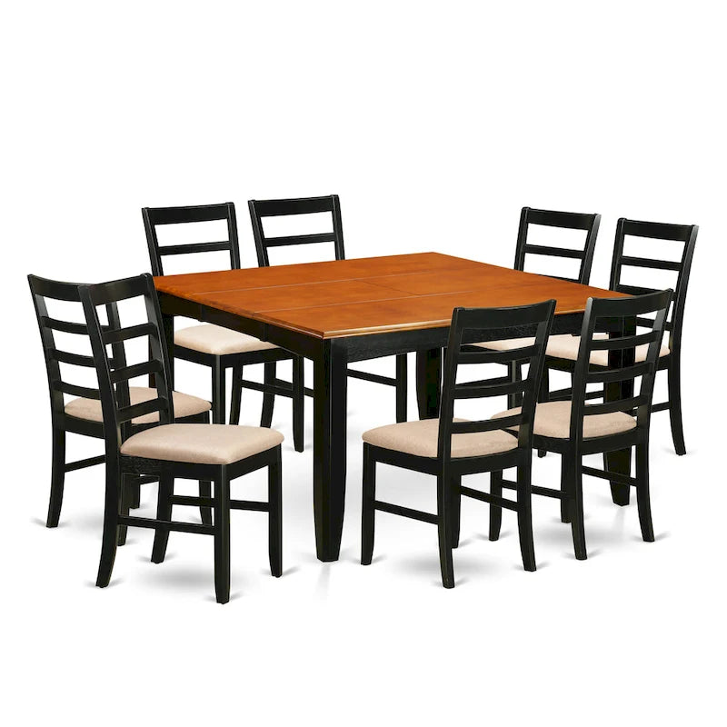 East West Furniture Dining Table Set Includes a Square Table with Butterfly Leaf and Dining Chairs (Chair Seat Type Options)