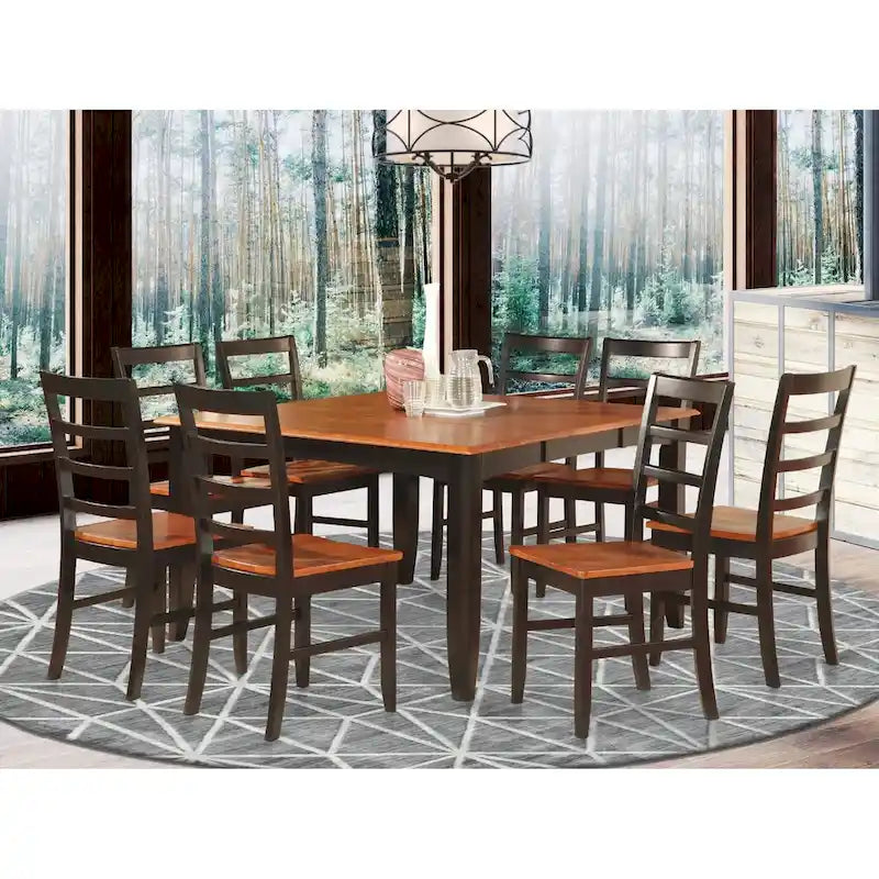 East West Furniture Dining Table Set Includes a Square Table with Butterfly Leaf and Dining Chairs (Chair Seat Type Options)