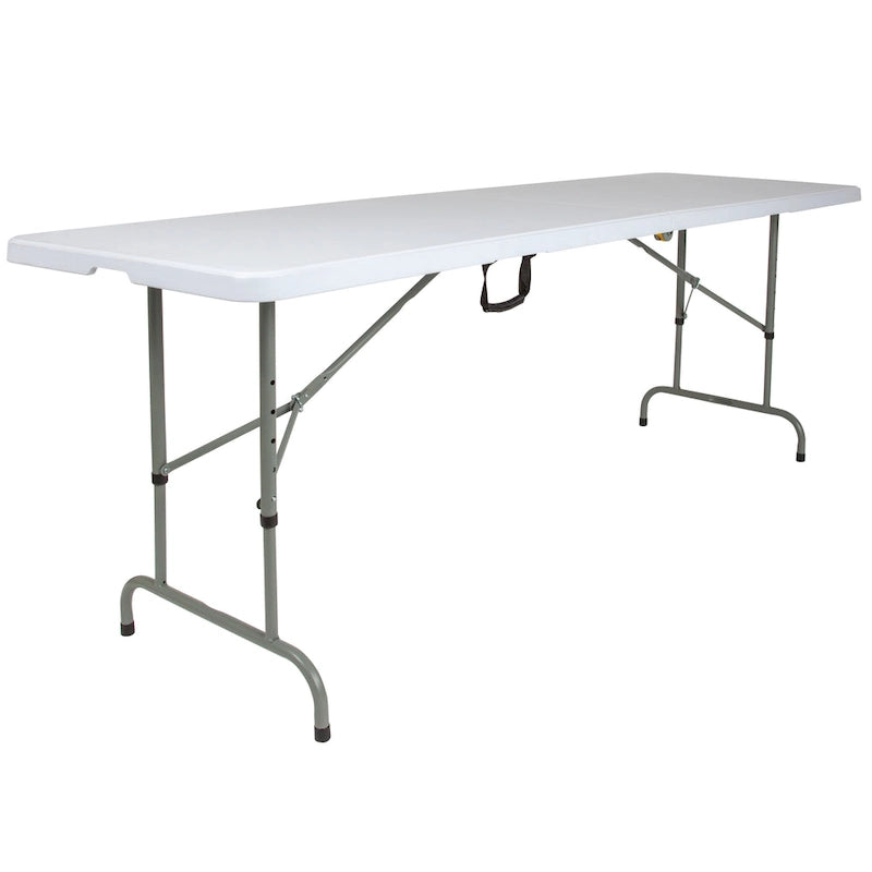 30W x 96L Adjustable Bi-Fold Granite White Plastic Table with Carrying Handle