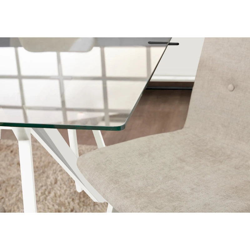 Rye Studio Waldorf Modern Glass Dining Table