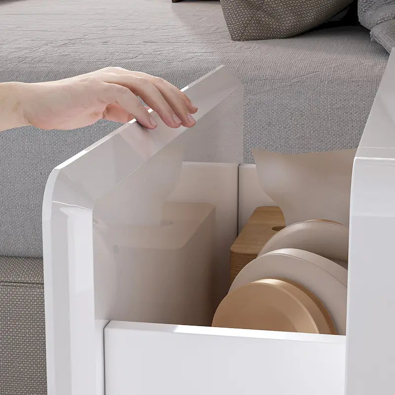 LED Nightstand White Modern Nightstand LED Night Stand Bedside Table