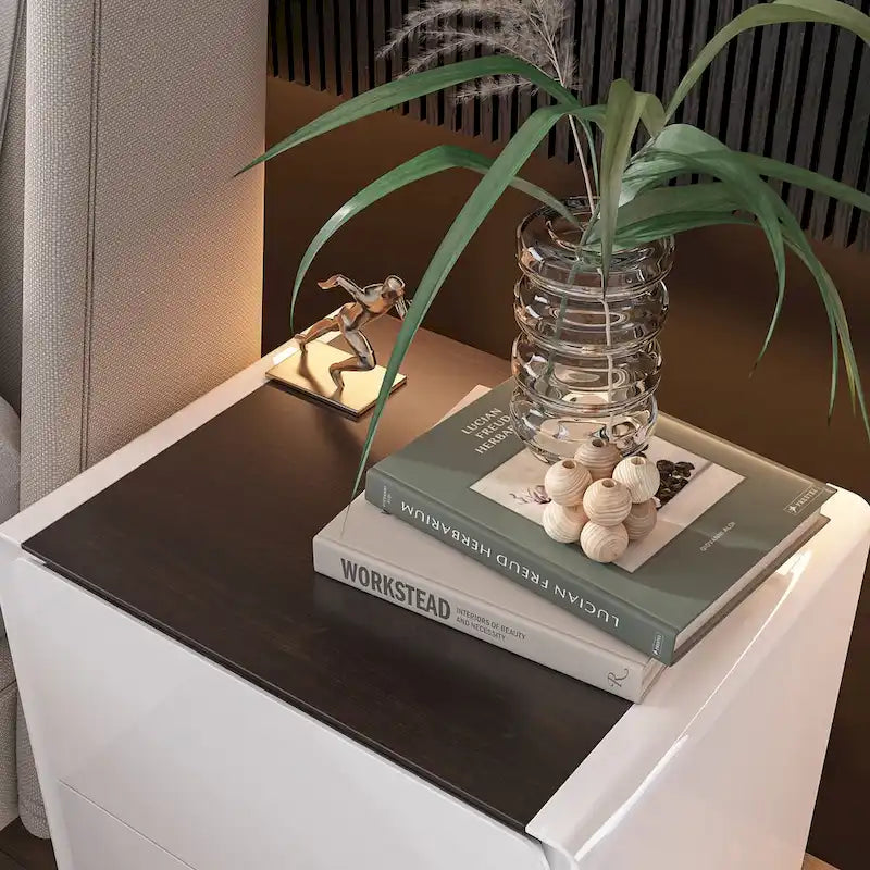 LED Nightstand White Modern Nightstand LED Night Stand Bedside Table