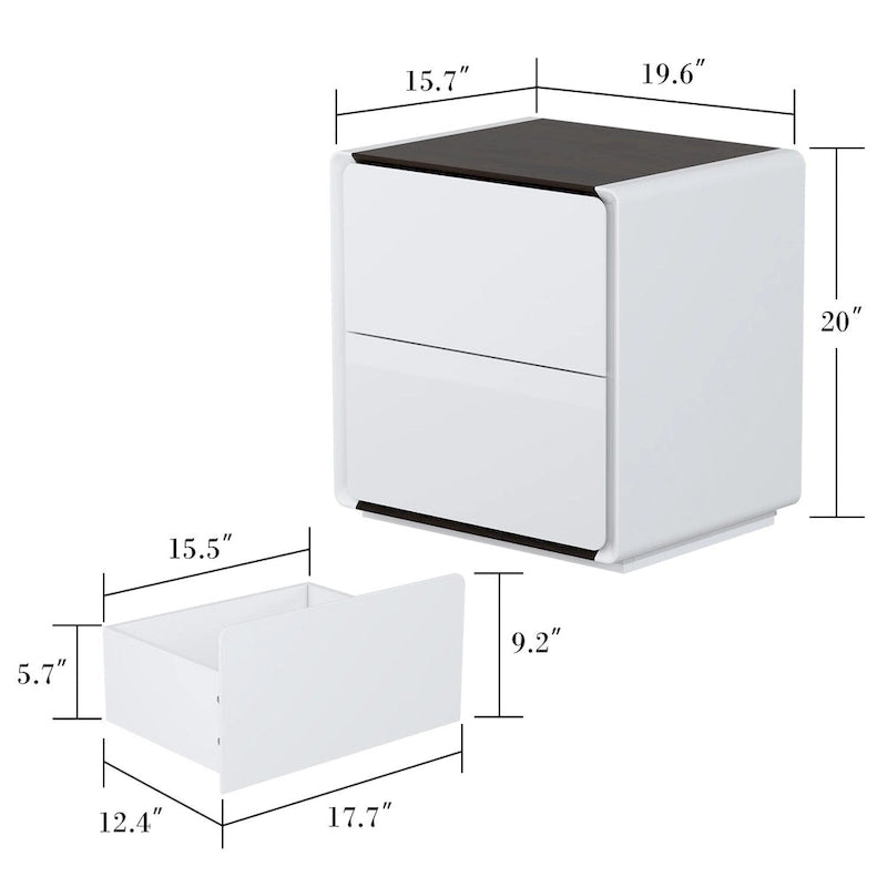LED Nightstand White Modern Nightstand LED Night Stand Bedside Table