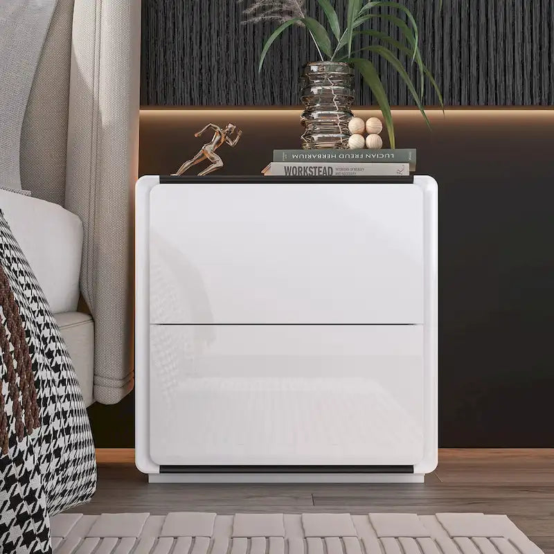 LED Nightstand White Modern Nightstand LED Night Stand Bedside Table