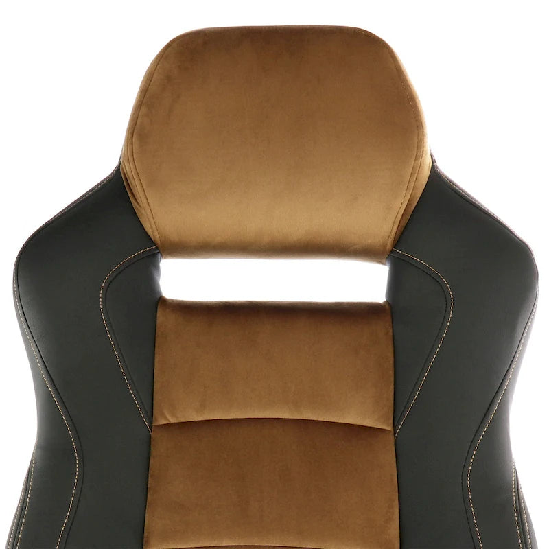 Chaise de bureau haute à dossier réglable en similicuir noir et marron