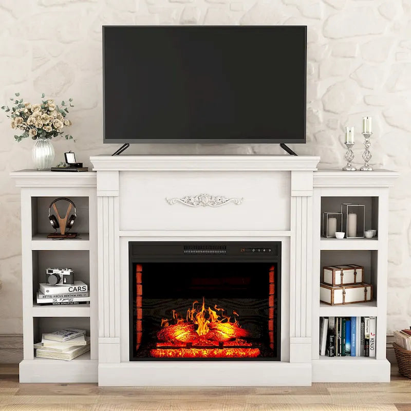 70 Wood Classical Fireplace TV Stand with 28 Electric Fireplace