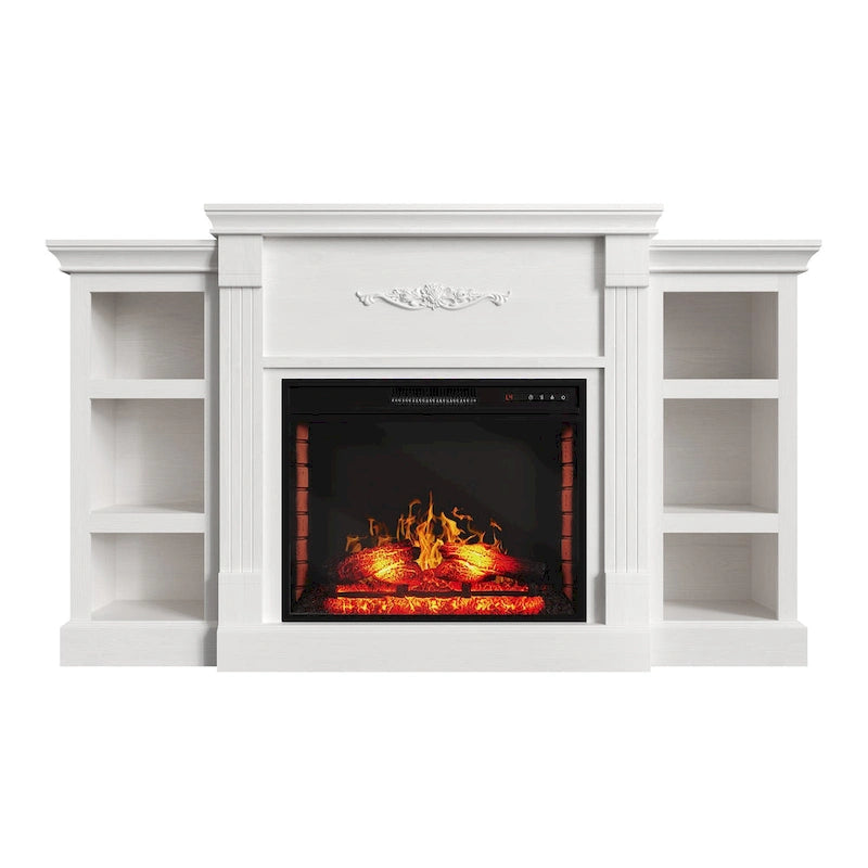 70 Wood Classical Fireplace TV Stand with 28 Electric Fireplace
