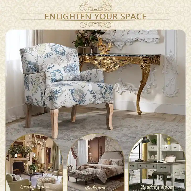 Upholstered French Country Single Sofa Reading Chairs with Pillow