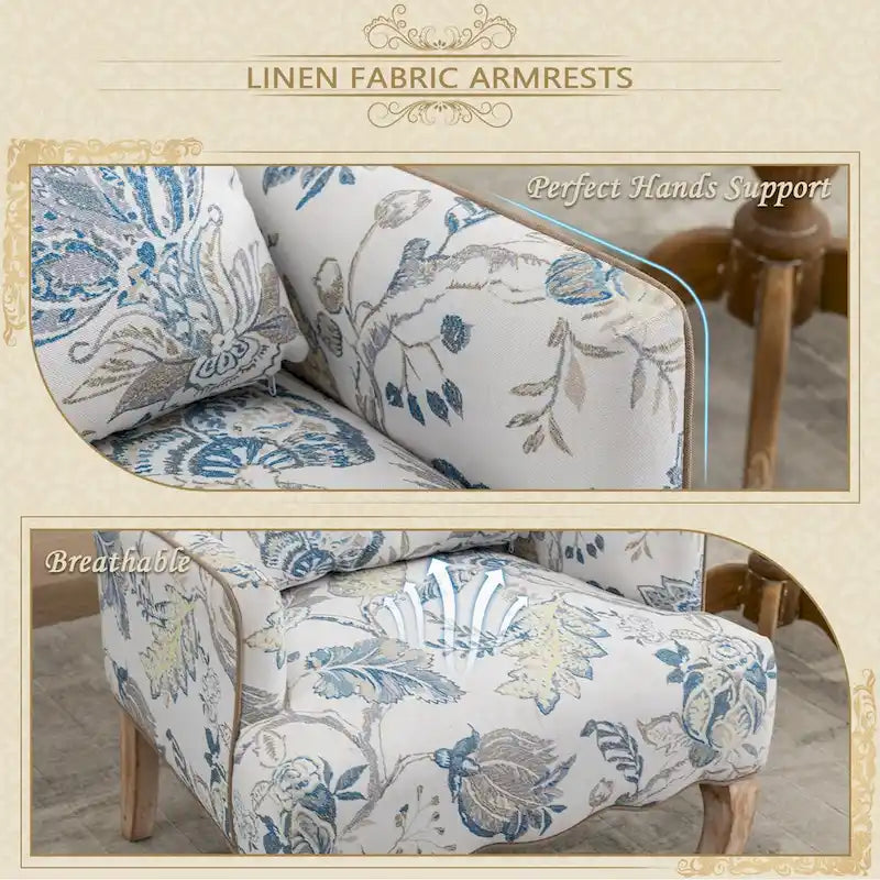 Upholstered French Country Single Sofa Reading Chairs with Pillow