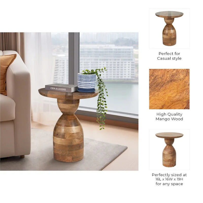 Sagebrook Home Mango Wood Hourglass Accent Table Wood - 16 x 16 x 19