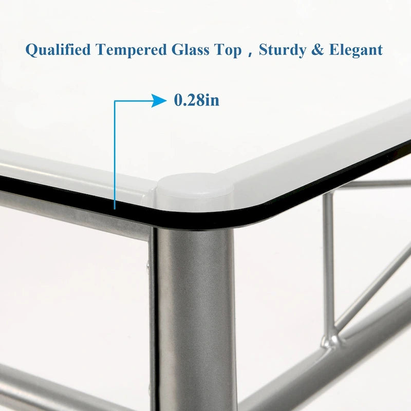 5-pieces Modern Dining Sets,Tempered Glass Table Top and 4 PU Chairs