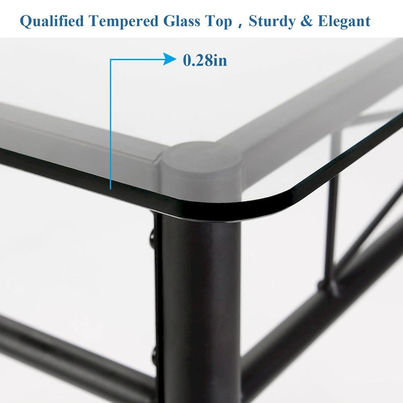 5-pieces Modern Dining Sets,Tempered Glass Table Top and 4 PU Chairs