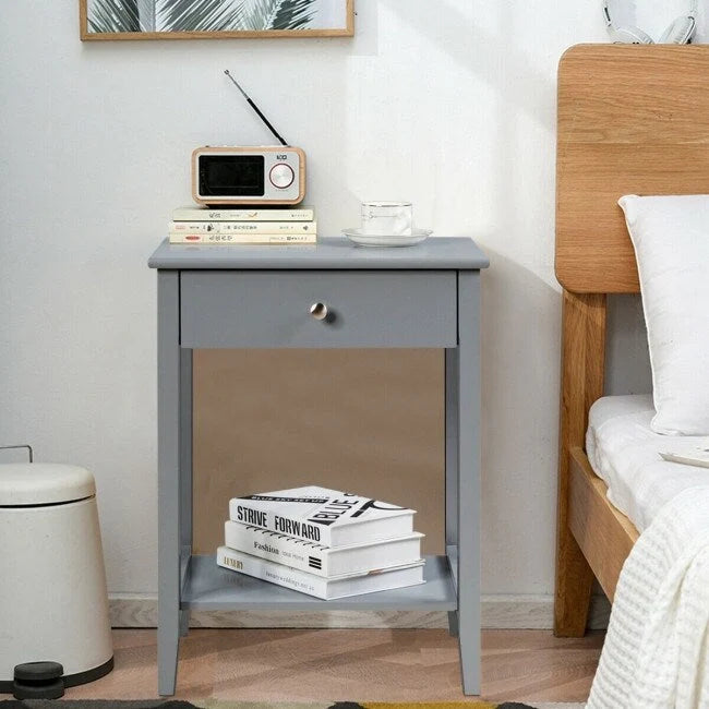 Wooden Nightstand End Table Storage Display