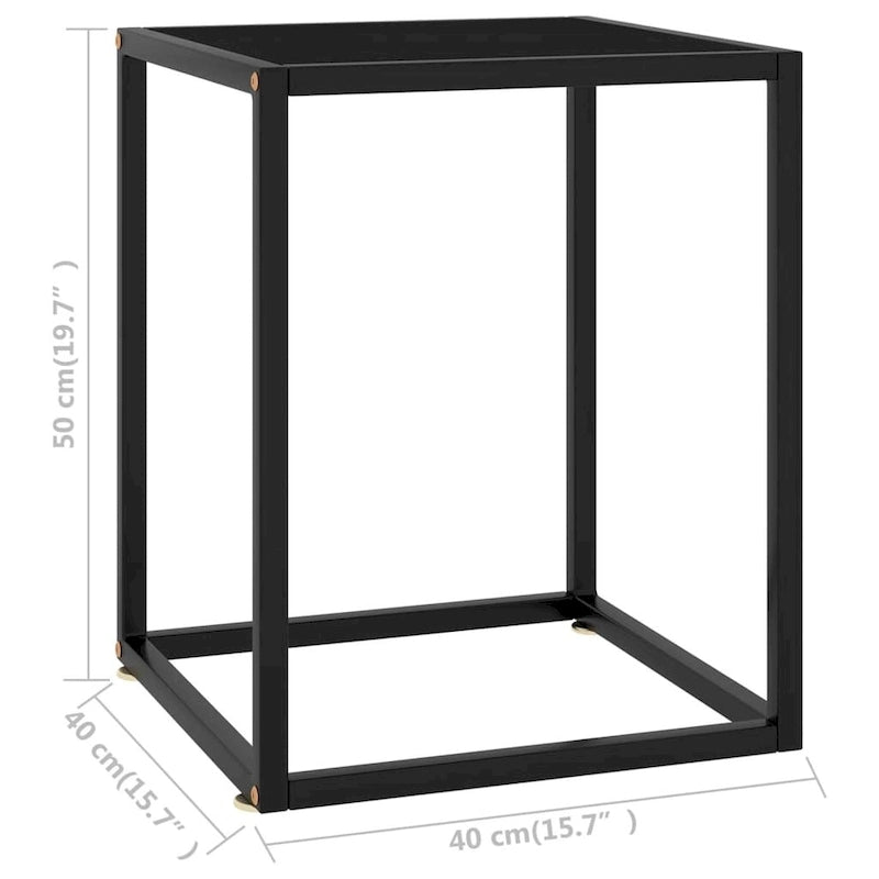 vidaXL Coffee Table Black with Black Glass 15.7x15.7x19.7 - 15.7 x 15.7 x 19.7