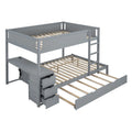 Full-Over-Full Bunk Bed with Twin size Trundle, Storage and Desk, Full Size Bunk Bed