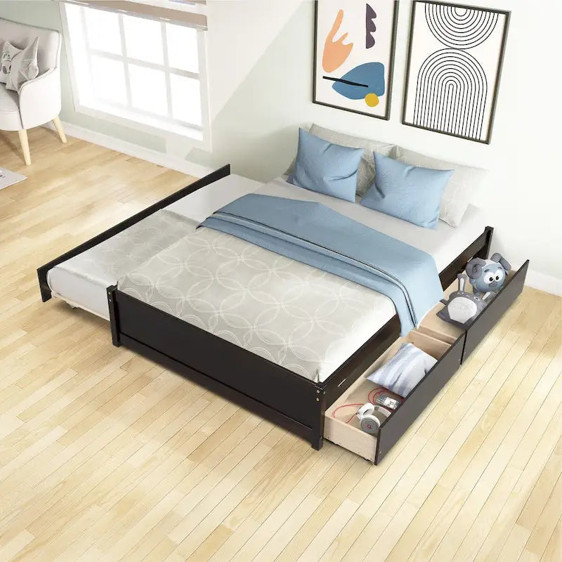 FULL Bed with Twin TRUNDLE and TWO DRAWERS