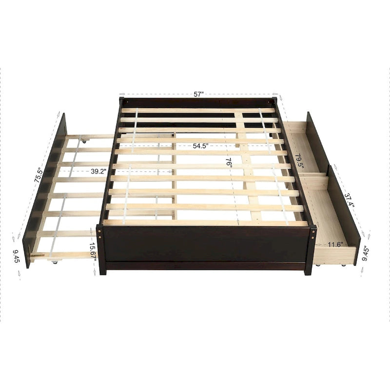 FULL Bed with Twin TRUNDLE and TWO DRAWERS