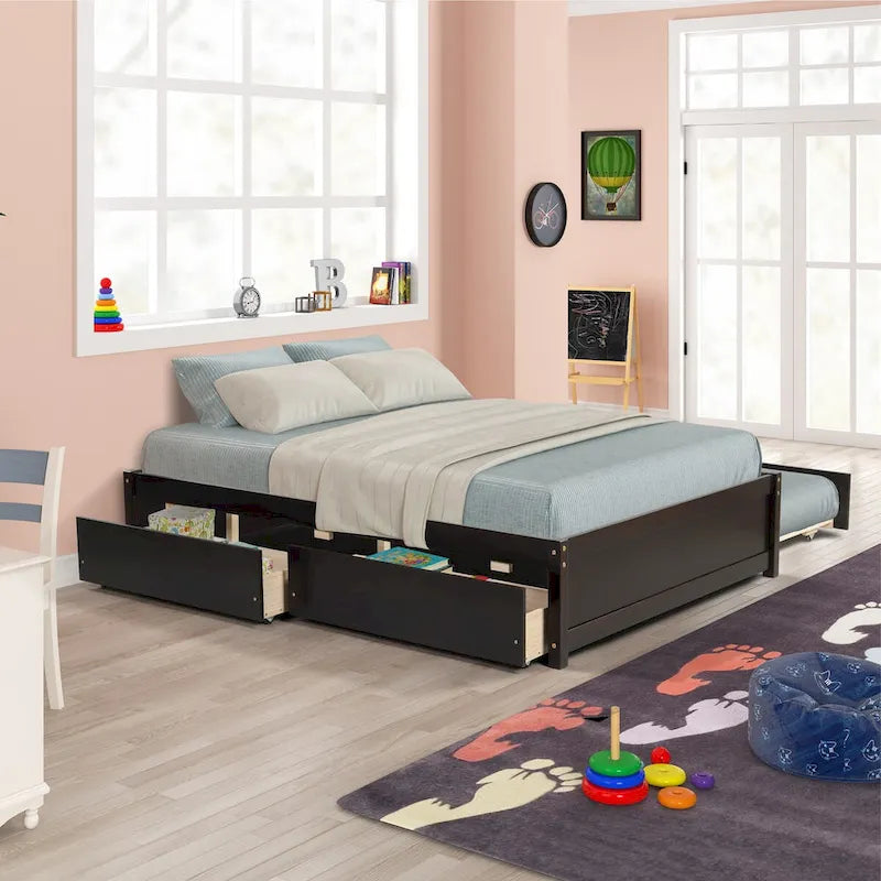 FULL Bed with Twin TRUNDLE and TWO DRAWERS