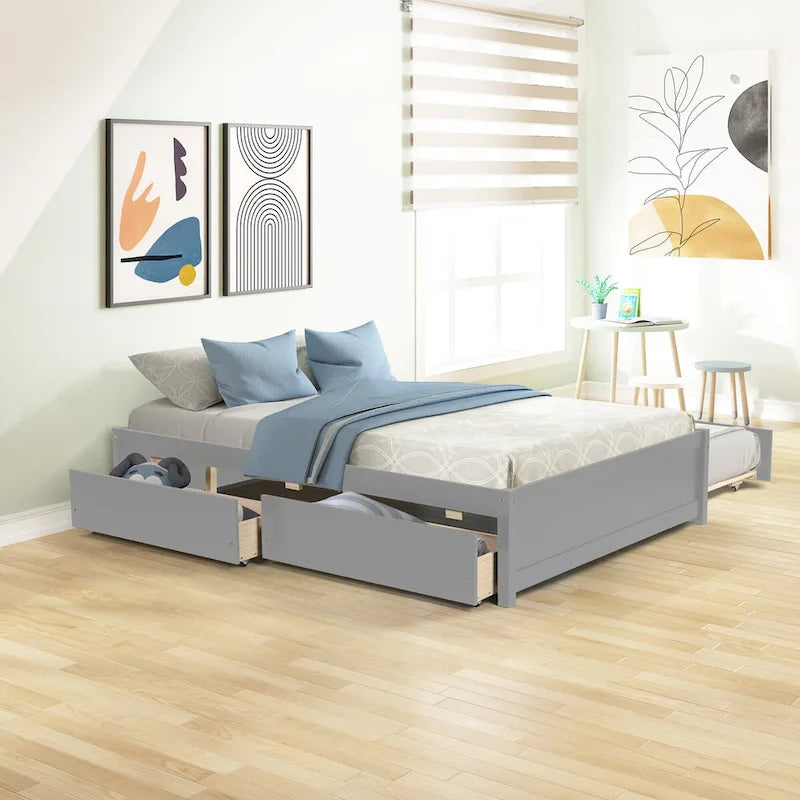FULL Bed with Twin TRUNDLE and TWO DRAWERS