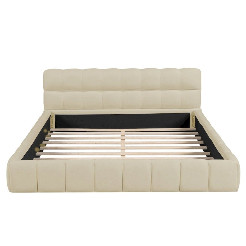 Upholstered Platform Bed with Thick Fabric