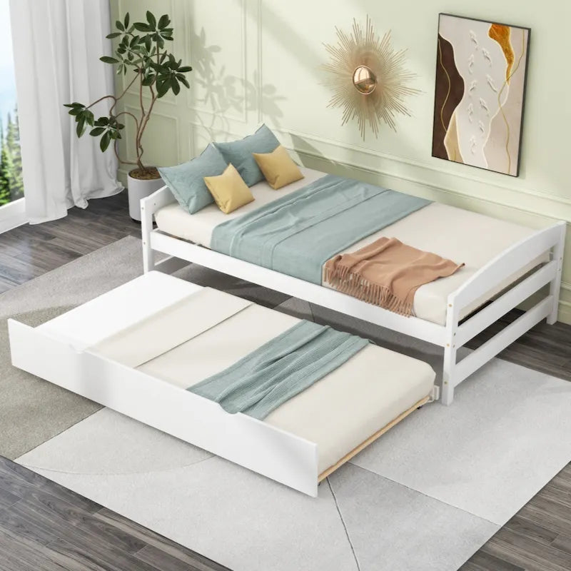 Twin Size Platform Bed with Twin Size Trundle