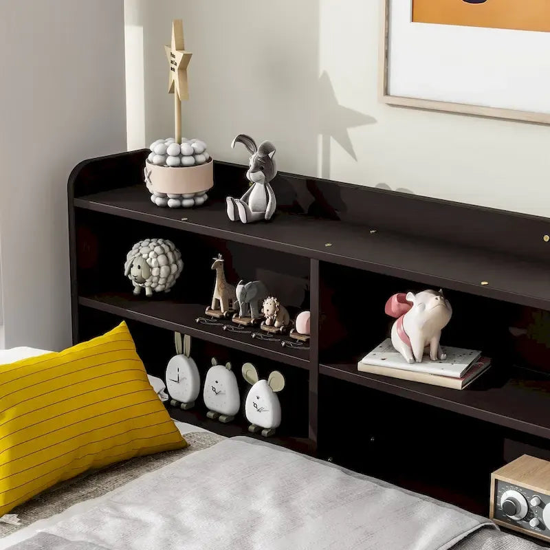 Full Bed with Side Bookcase Drawers