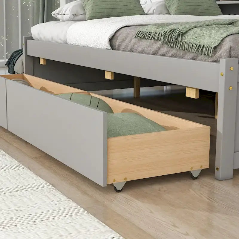 Full Bed with Side Bookcase Drawers