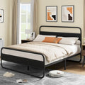 Moasis Metal Platform Bed Frame with Wooden Headboard