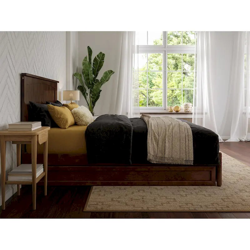 Malta Platform Bed with Panel Footboard and Twin Trundle