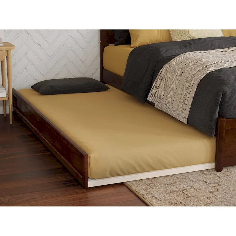 Malta Platform Bed with Panel Footboard and Twin Trundle