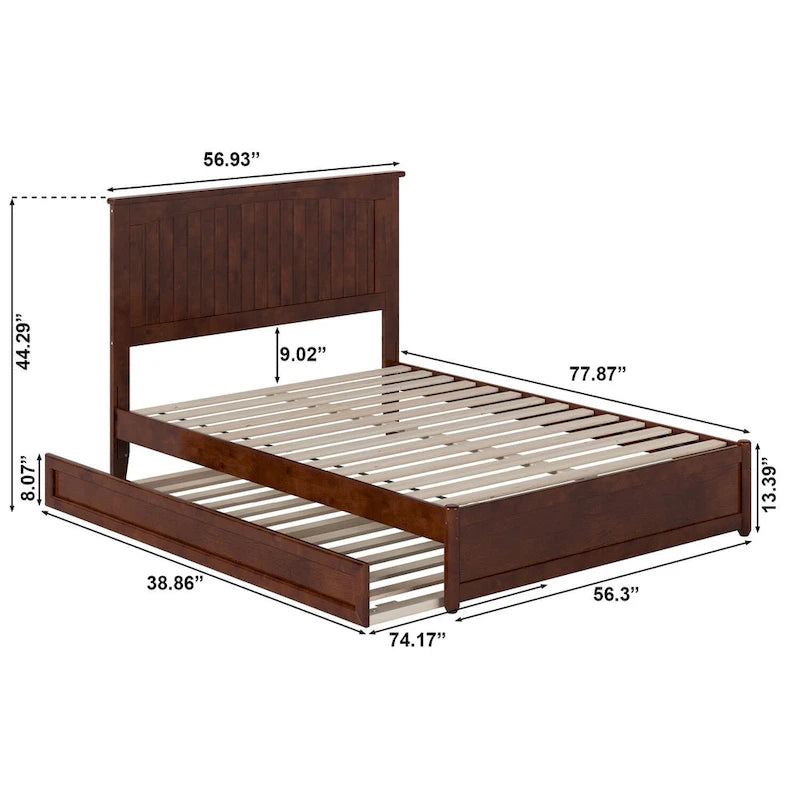 Malta Platform Bed with Panel Footboard and Twin Trundle