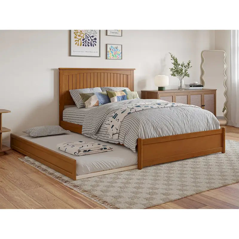 Malta Platform Bed with Panel Footboard and Twin Trundle