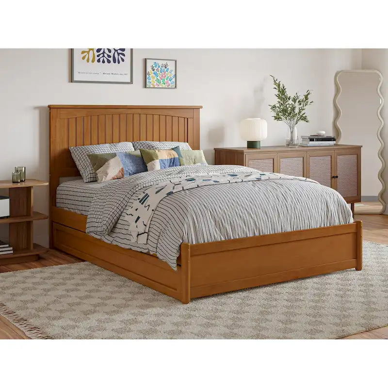 Malta Platform Bed with Panel Footboard and Twin Trundle